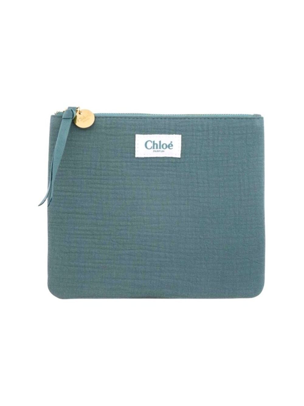 CHLOE Parfum Naturelle Cosmetic Bag Zipped Clutch - Turquoise Cotton Gauze Pouch